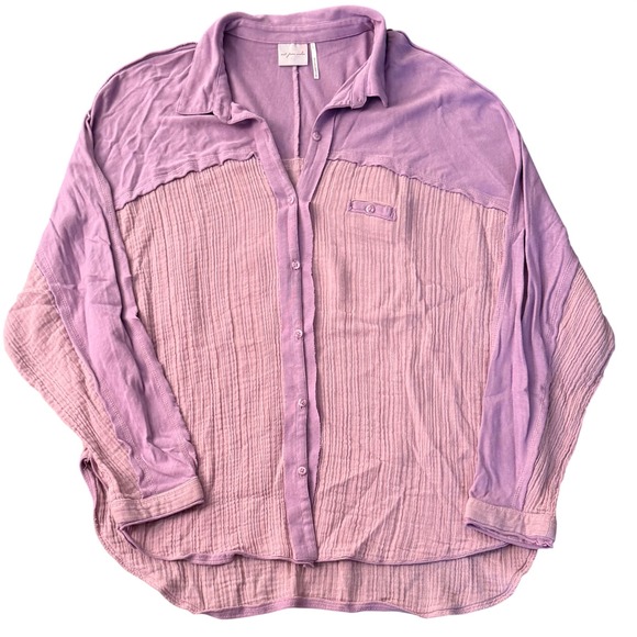 Out From Under Tops - Urban Outfitters Out From Under Purple Gauze‎ Button Up Shirt Oversized Large